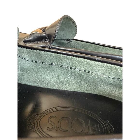 Tod’s Black Leather Bit Loafers Size 6.5 | Classic Italian Slip-On Shoes - Picture 12 of 13